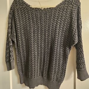 Free People Charcoal Knit Off-Shoulder Sweater